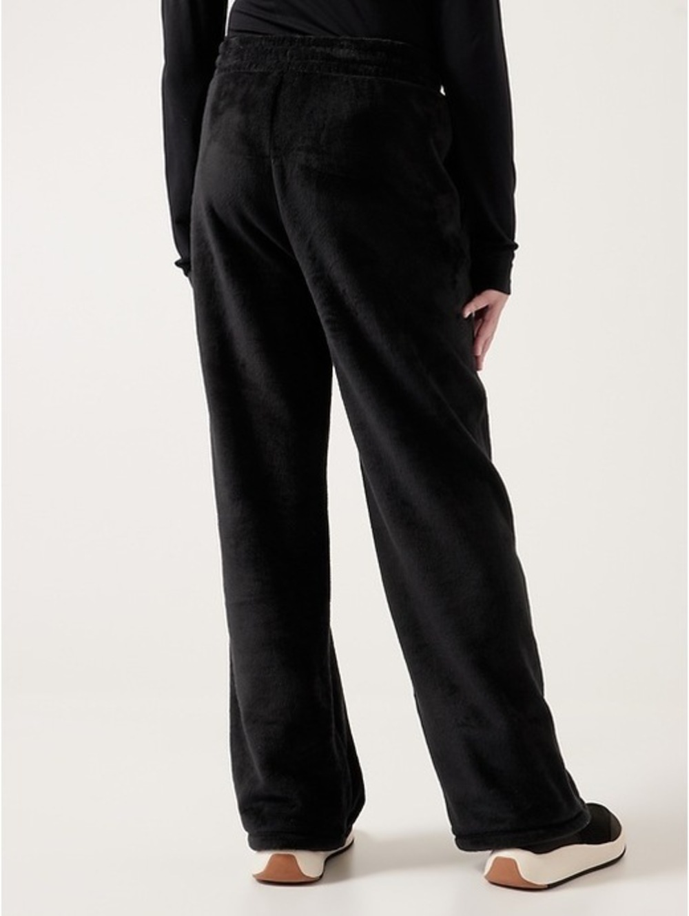 Athleta Girl Feelin Great Wide Leg Pants Medium 8-10 Black Plush Fleece Lounge
